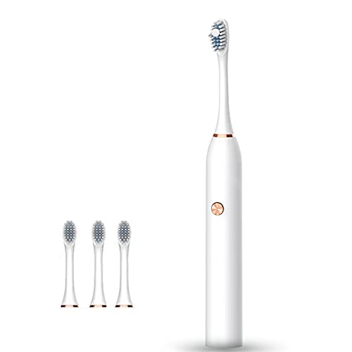 Sonic Electric Toothbrush for Kids 8-12 Battery Power Ideal for Adults Children and Couples Use, 5 Optional Modes Waterproof Toothbrush with Automatic Timer & 4 Replacement Brush Heads (White)