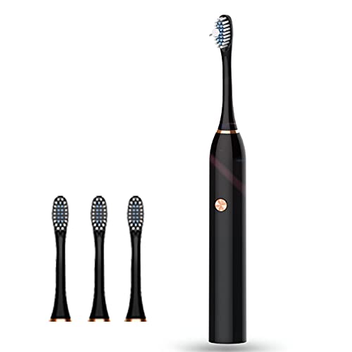 Sonic Electric Toothbrush for Kids 8-12 Battery Power Ideal for Adults Children and Couples Use, 5 Optional Modes Waterproof Toothbrush with Automatic Timer & 4 Replacement Brush Heads (Black)
