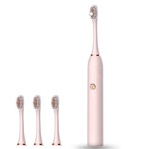 Sonic Electric Toothbrush for kids 8-12 Battery Power Ideal for Adults Children and Couples Use, 5 Optional Modes Waterproof Electric Toothbrush with Automatic Timer & 4 Replacement Brush Heads (Pink)