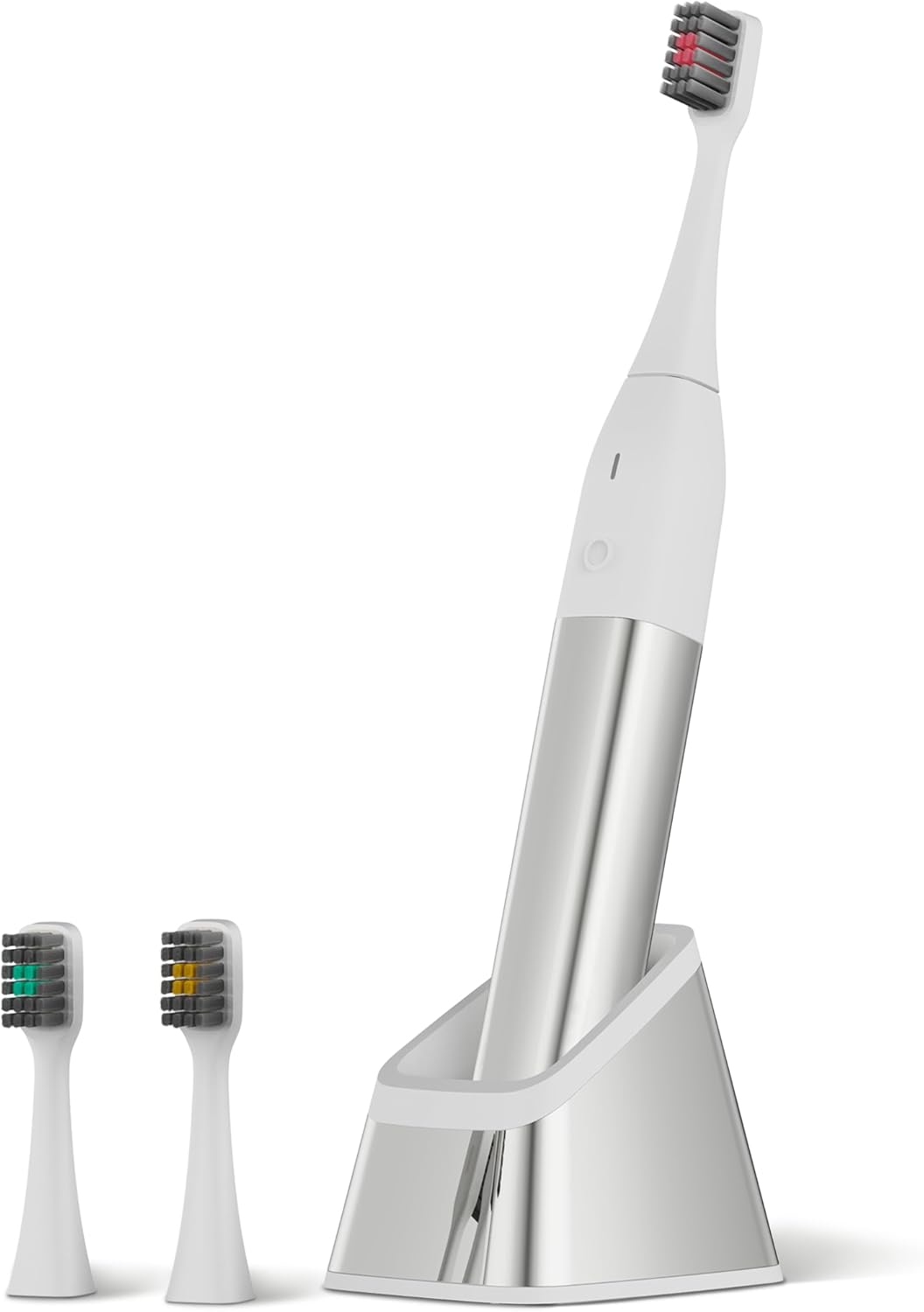 Luxury Premium Polished Metal Sonic Toothbrush, Silver White