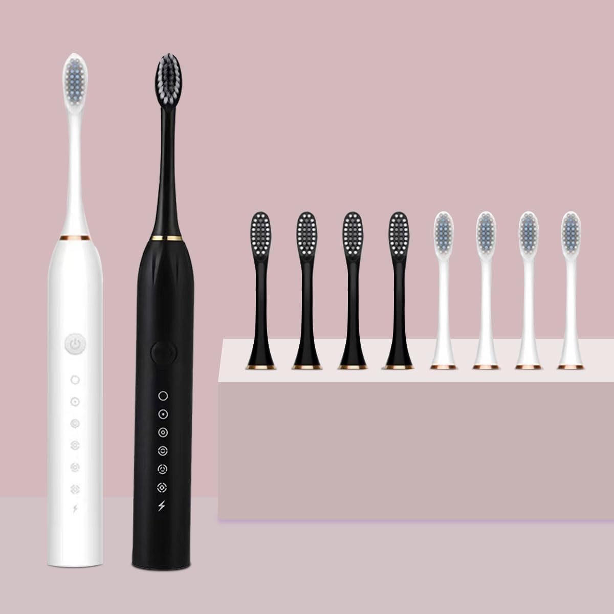 Two Pack Electric Toothbrush Rechargeable Toothbrushes for Adults and Teens with 8 Brush Heads