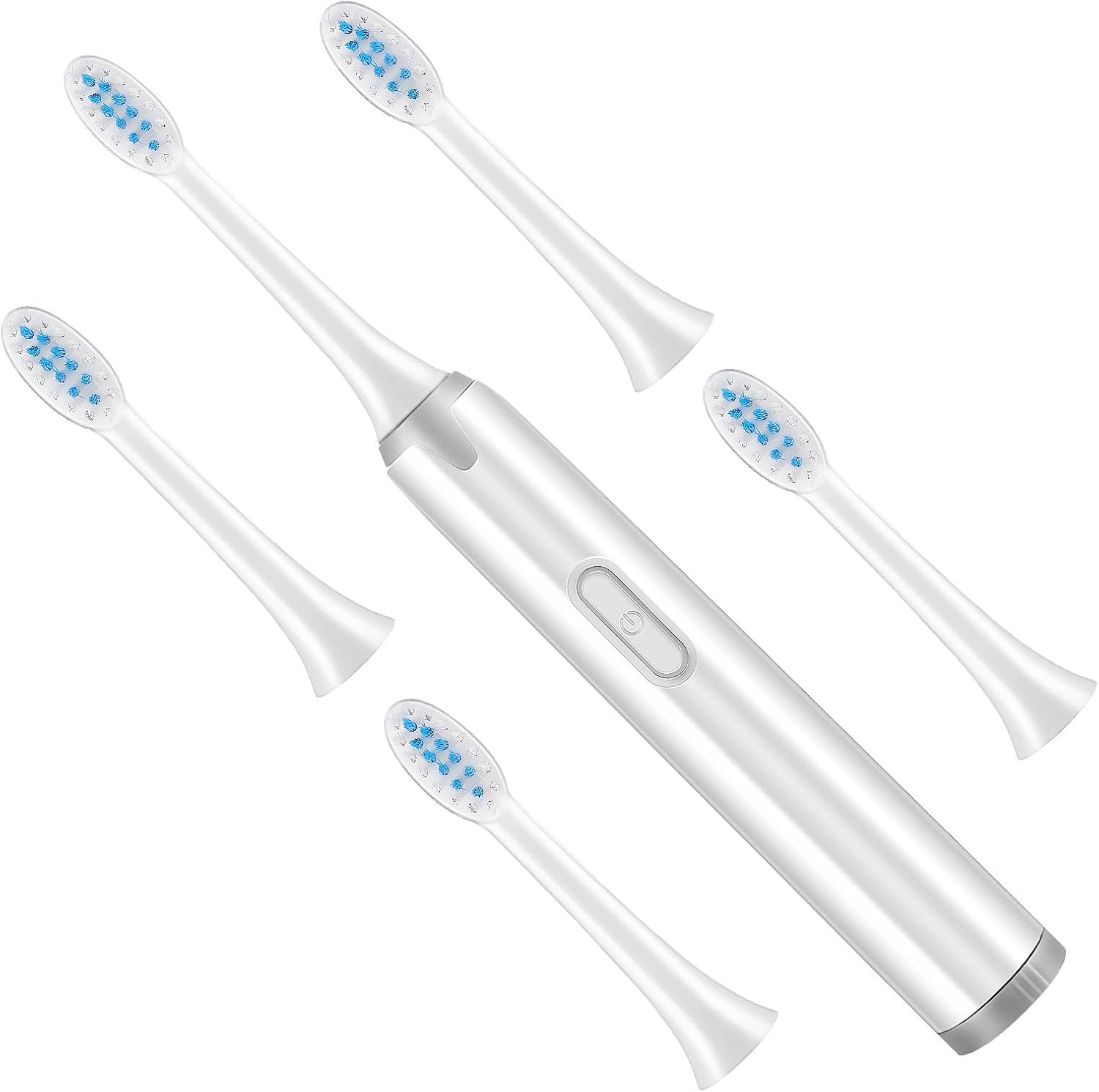 Non-Rechargeable Sonic Electric Toothbrush with 5 Soft Bristle Replacement Heads, Waterproof Oral Cleaning Brush for Daily Use