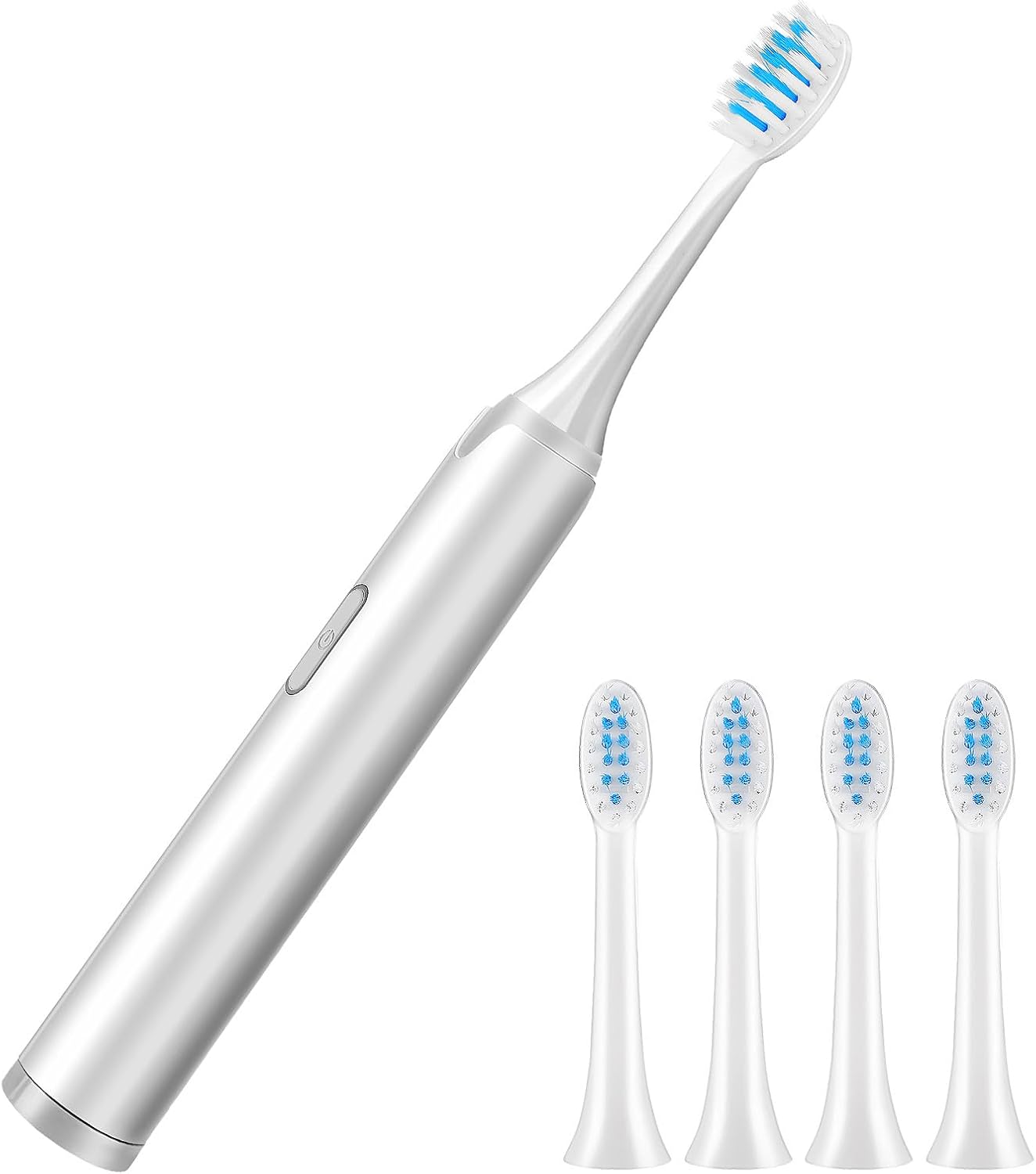 Electric Waterproof Adult Sonic Toothbrush with 5 Soft Brush Heads, Non-Rechargeable Battery-Powered Dental Cleaning Brush for Household Oral Care