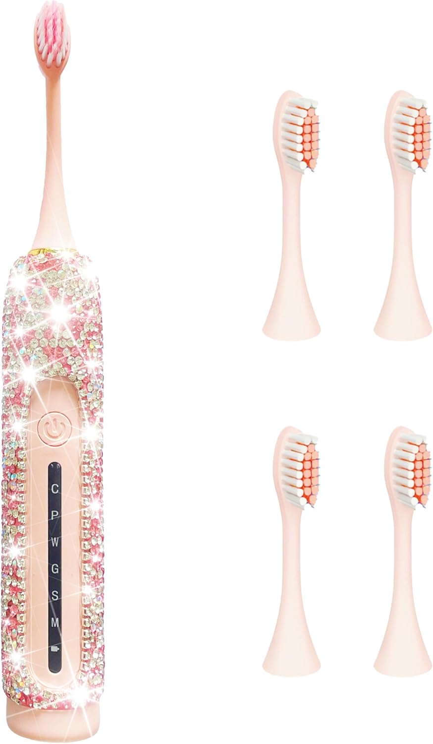 Electric Toothbrush for Girl Pink Toothbrush  Portable Travel Essentials for Women Pink Toothbrush with 3 Replacement Heads 6 Modes